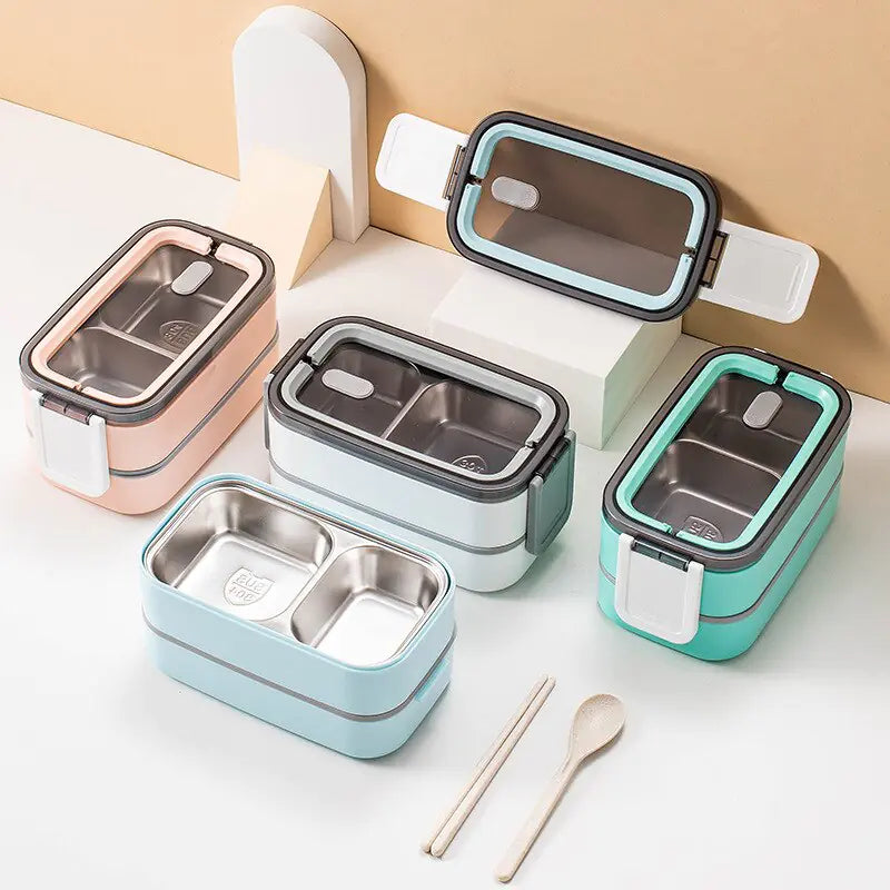 2-Layer Stainless Steel Bento Box – Stylish, Durable & Perfect for On-the-Go Meals!