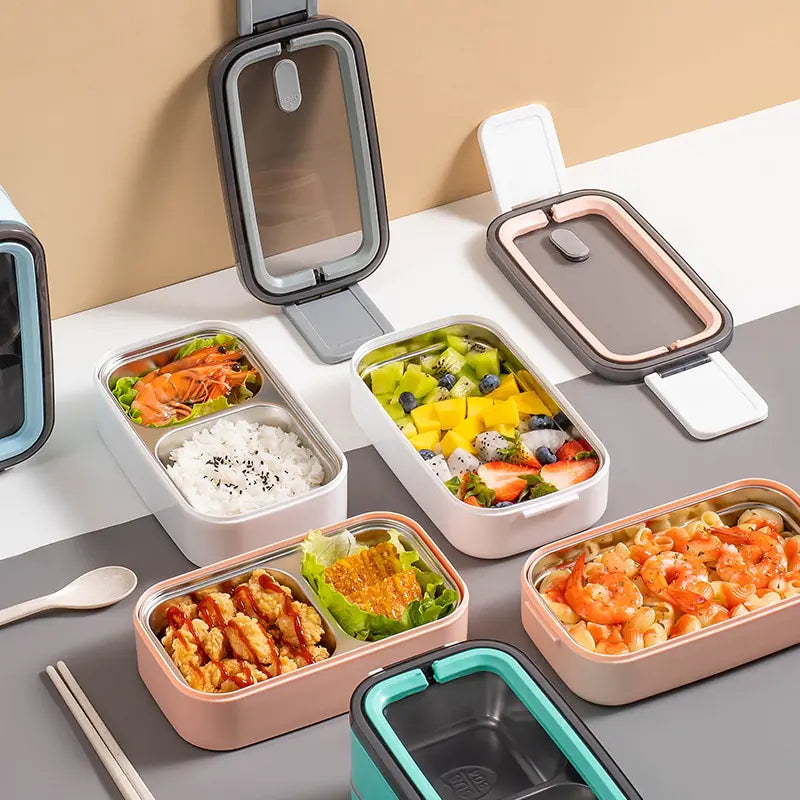 2-Layer Stainless Steel Bento Box – Stylish, Durable & Perfect for On-the-Go Meals!