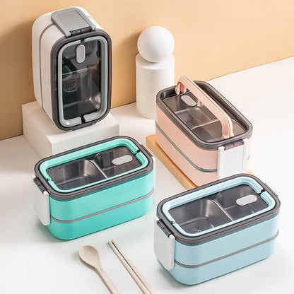 2-Layer Stainless Steel Bento Box – Stylish, Durable & Perfect for On-the-Go Meals!