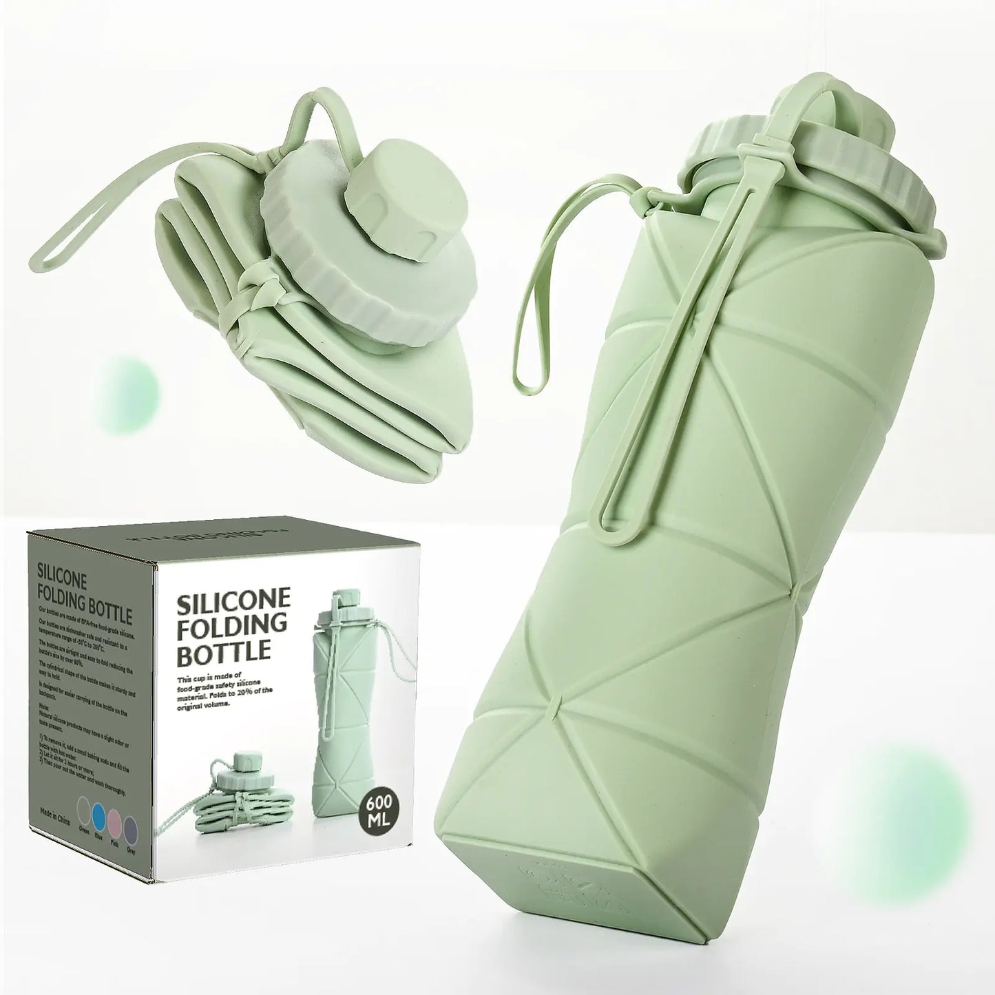 Compact & Durable 600ml Folding Silicone Water Bottle – Perfect for Outdoor Adventures!**